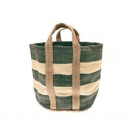 Slate Blue Jute Storage Basket with Handles