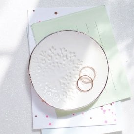 Side Stamped Platinum Rim Circle Trinket Dish