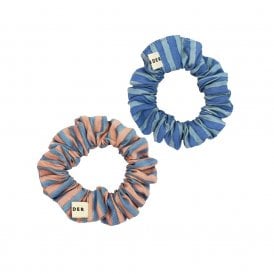 Cotton Mini Scrunchie Duo Blue Mix