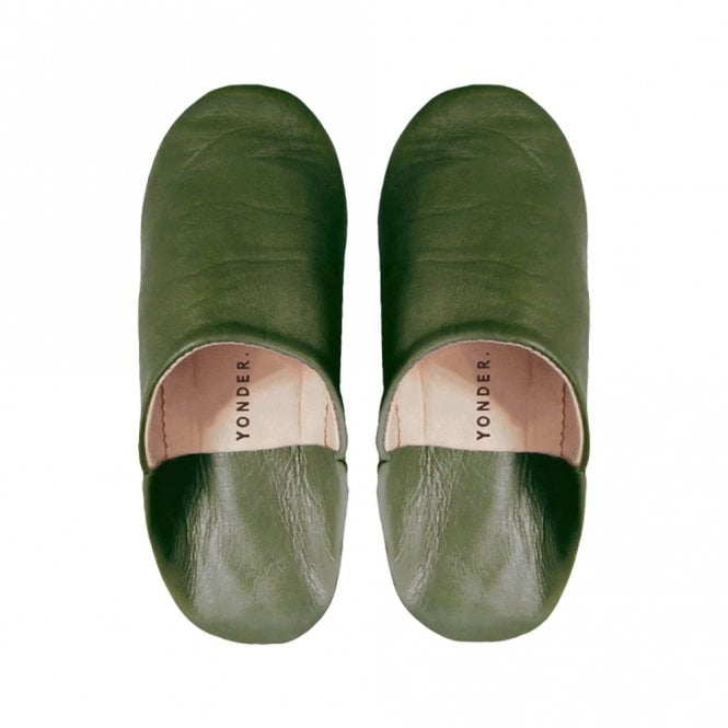 Yonder Olive Leather Babouche Slippers